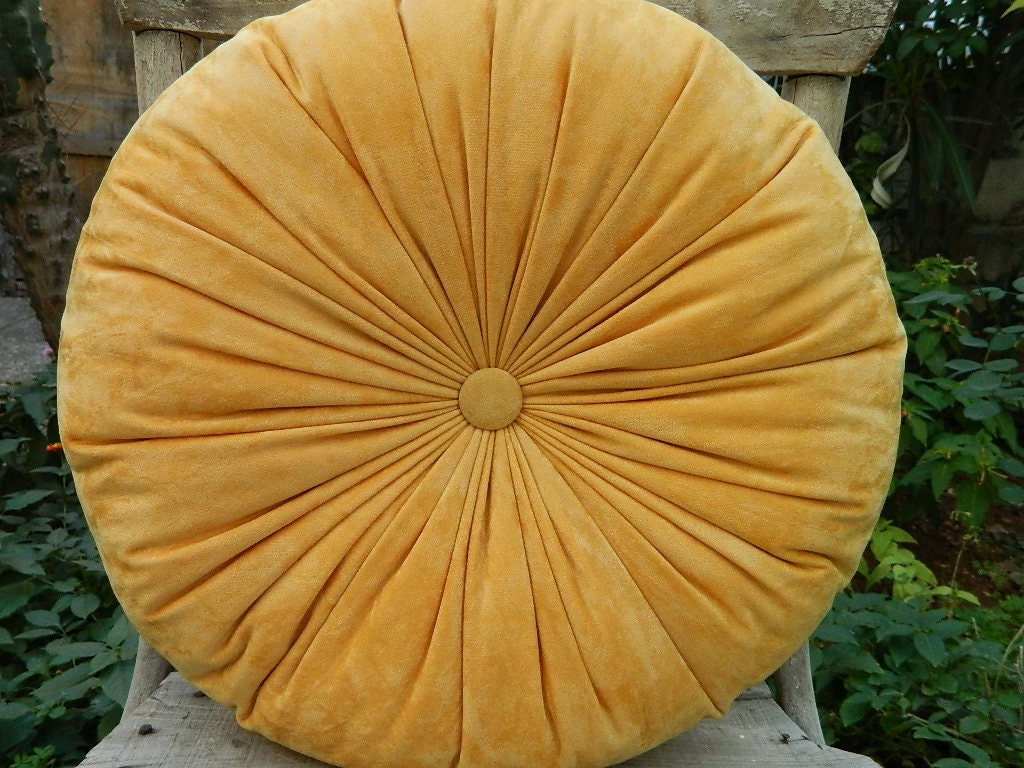 Dark yellow round pillow by originalboutique on Etsy