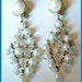 Vintage Pearl Dangle Earrings Crystal Beads AVON Gold Metal Clip On Style Long 4" EX