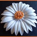Vintage Flower Brooch Pin w White Orange Enamel & Layered Petals Signed BED 3.5" EX