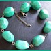 Vintage Green Malachite CHUNKY Necklace Lucite or Stone Beads & Gold Metal 18"