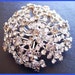 Vintage Signed WARNER Brooch Pin Huge 3D Flower Cluster w Rhinestones & Silver Metal 2.5" EX