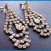 Vintage Rhinestone Earrings w Clear Glass & Silver Metal Screw Back Style HUGE Bridal Wedding 3" EX
