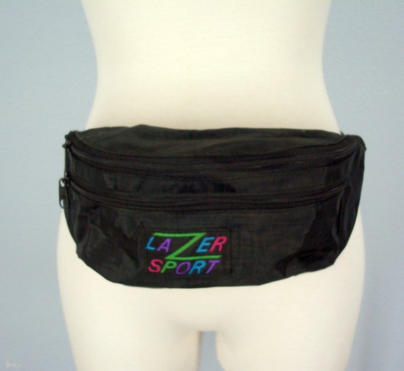 Fanny Pack / 1980s Black Neon Fanny Pack