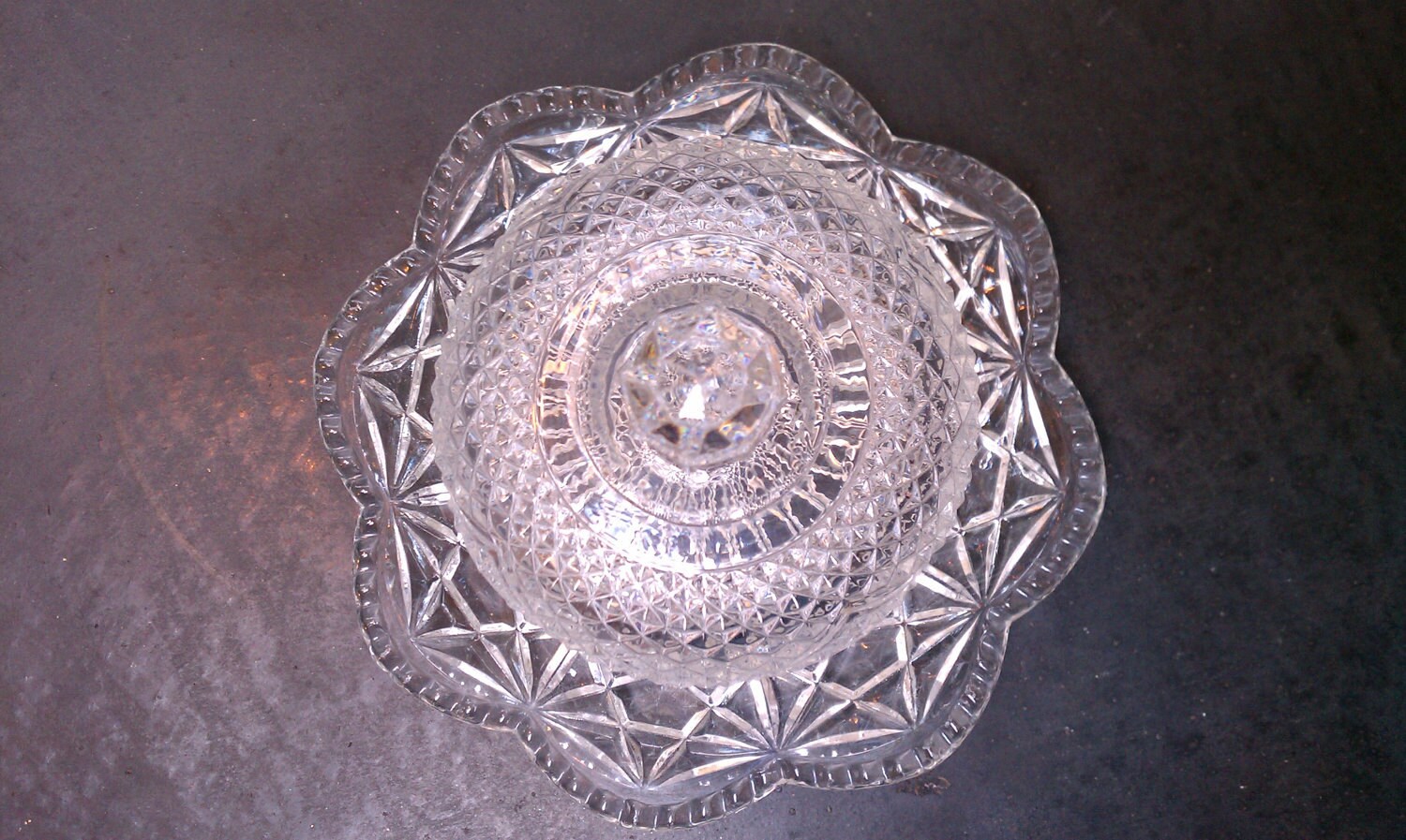 Vintage Avon Fostoria Pressed Crystal Butter Dish