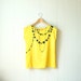Sample sale // silk hand painted blouse. INK BEADS on YELLOW. ready to ship