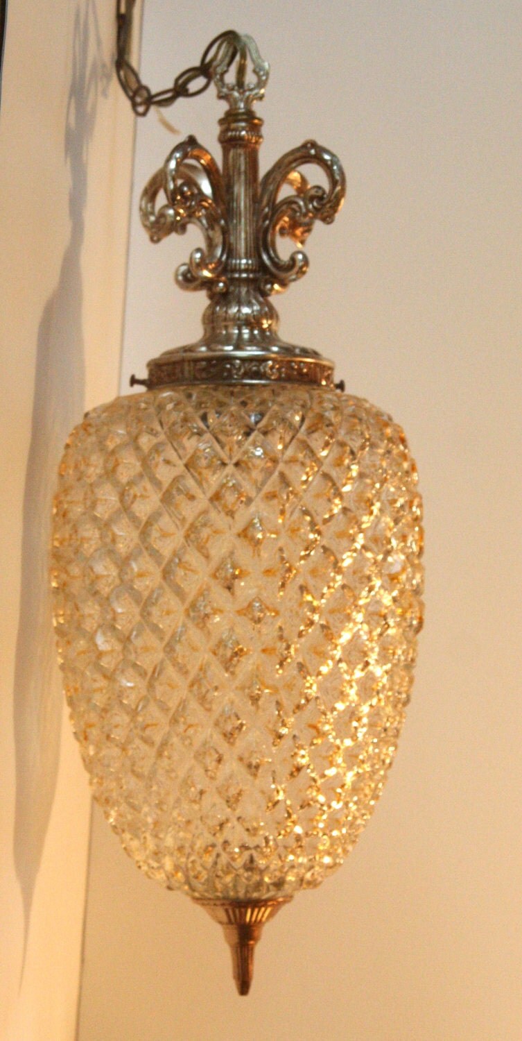 Vintage Pendant Light Fixture Ceiling Swag Lamp Glass And Vintage Pendant Light Fixture Ceiling Swag Lamp Glass And Brass Pineapple Chandelier Zoom