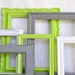 Lime Green Grey White Frames Set of 6 Upcycled Frames