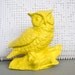 Bright Sunny Yellow Owl - Upcycled Retro Funky Kitsch painted ceramic bright owl Mid Century Modern Pop of Color