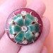 Beautiful Guilloche Enameled and Jeweled Vintage Flower Brooch