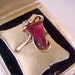 Reserved: Gorgeous Art Deco Era 10K Rose Gold Ring with Diamonds and Ruby Colored Stone