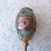 Beautiful Italian Glass Wedding Cake Bead Hat Pin in Aqua and Pink