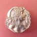 Beautiful Stamped Brass Brooch with Art Nouveau Lady With Mucha Styled Headdress