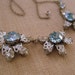 1920s Vintage evening necklace blue and clear rhinestone with filigree / bridal / special occasion / prom