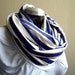 Infinity scarf, cowl, scarf, navy and white striped cotton jersey, light and cozy, EXTRA WIDE.READY To SHIp.