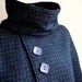 Black and teal cape, fully lined, very cozy and warm, Classy and elegant.Size XL.Ready To SHIP.
