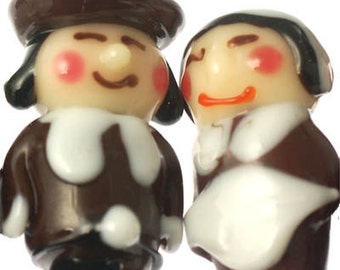 Handmade Lampwork Glass Beads --- Thanksgiving Pilgrims