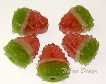 Handmade Lampwork Glass Beads -- Sweet Watermelon