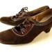 vintage 60s MOD brown suede leather cut out lace up womens GRANNY SHOES 9 heels