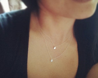 Two Tiny Initials layered Necklace, Personalized Layer Necklace, All 925 Sterling Silver, Layered Necklace, Everyday Wear, Personalized Gift