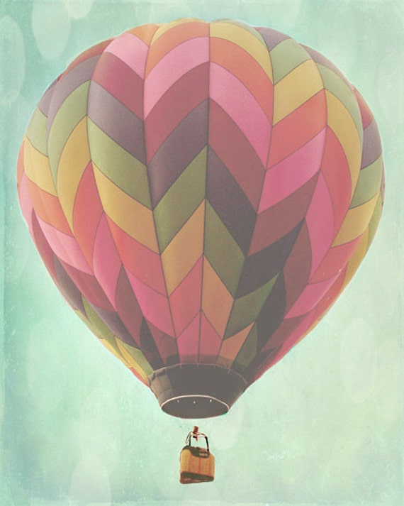 Hot Air Balloon Art Print Nursery Childrens Room Decor Wall