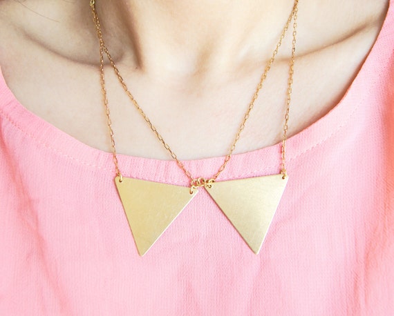 Items similar to Gold Brass Large Triangle Point Peter Pan Collar ...