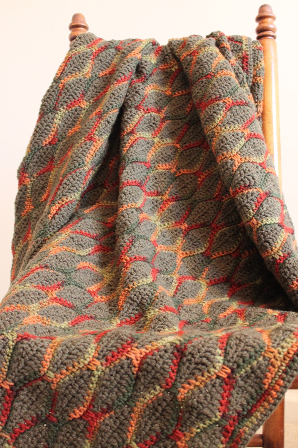 Autumn Colors Afghan Crocheted Ripple Pattern
