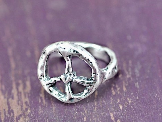 Peace Ring - Peace Sign Jewelry -Handmade Jewelry