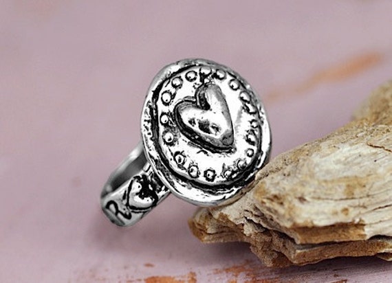 Heart Ring - Love's Shield Ring - Inspirational Jewelry - Handmade Jewelry