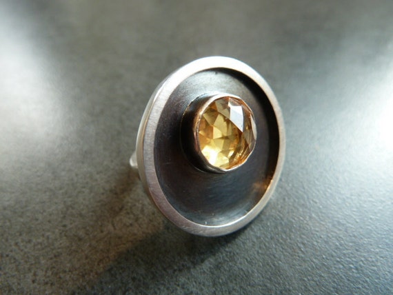 Items similar to Modern Citrine Ring Silver on Etsy