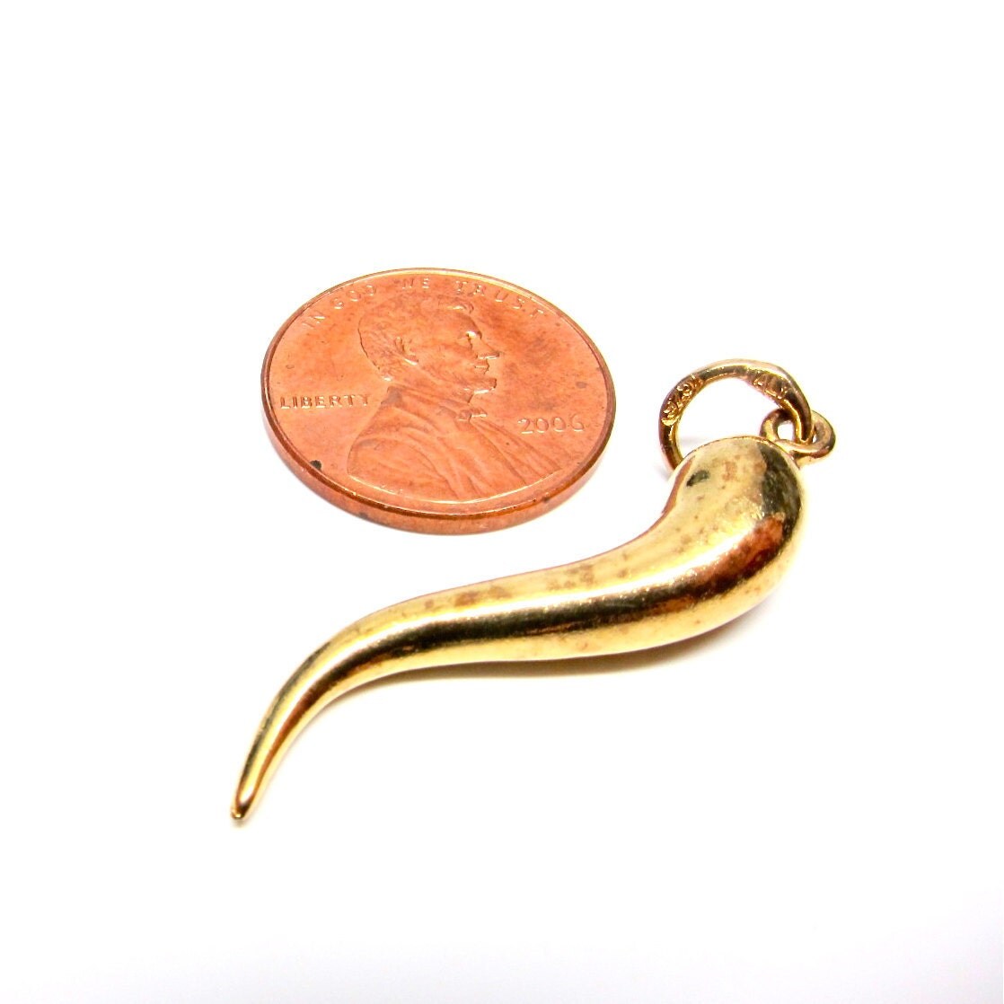 Vintage Italian Horn Charm 22K Gold Pendant Italy 926