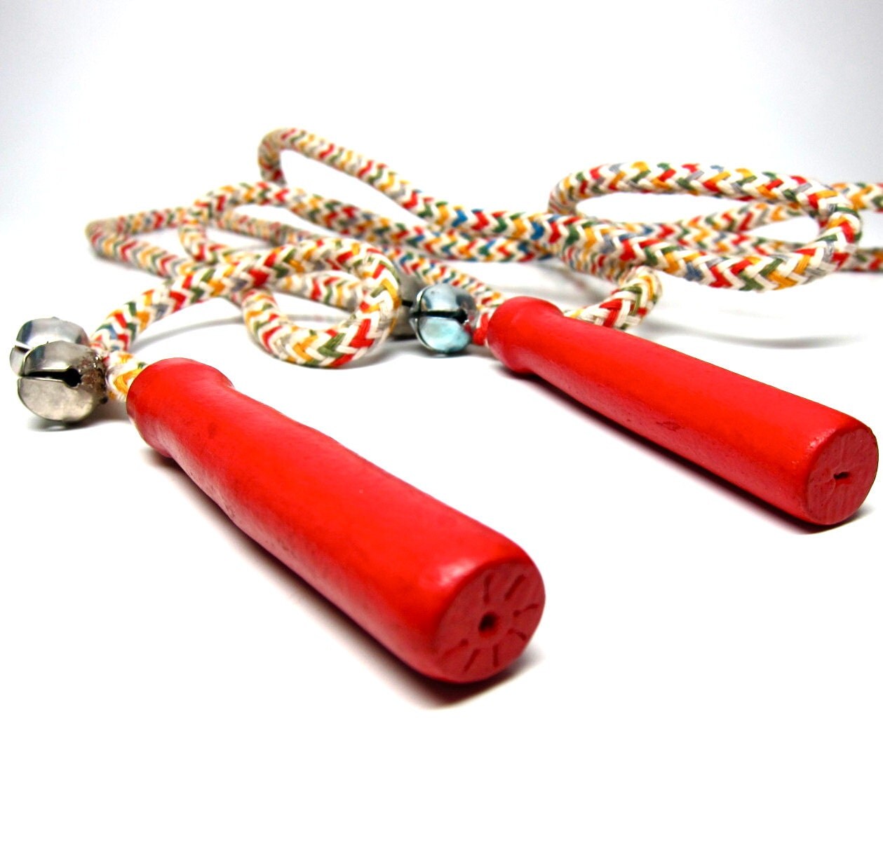 Vintage Jump Rope Retro Toy Kids Red Wood Jingle by hensfeathers