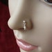 Tiny fresh water pear dangle silver nose stud
