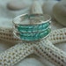 Double layers aqua glass beads Sterling silver toe ring