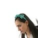 Mint green suede bow headband