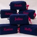 6 Personalized Small Navy Waffle Weave SPA Cosmetic Bags