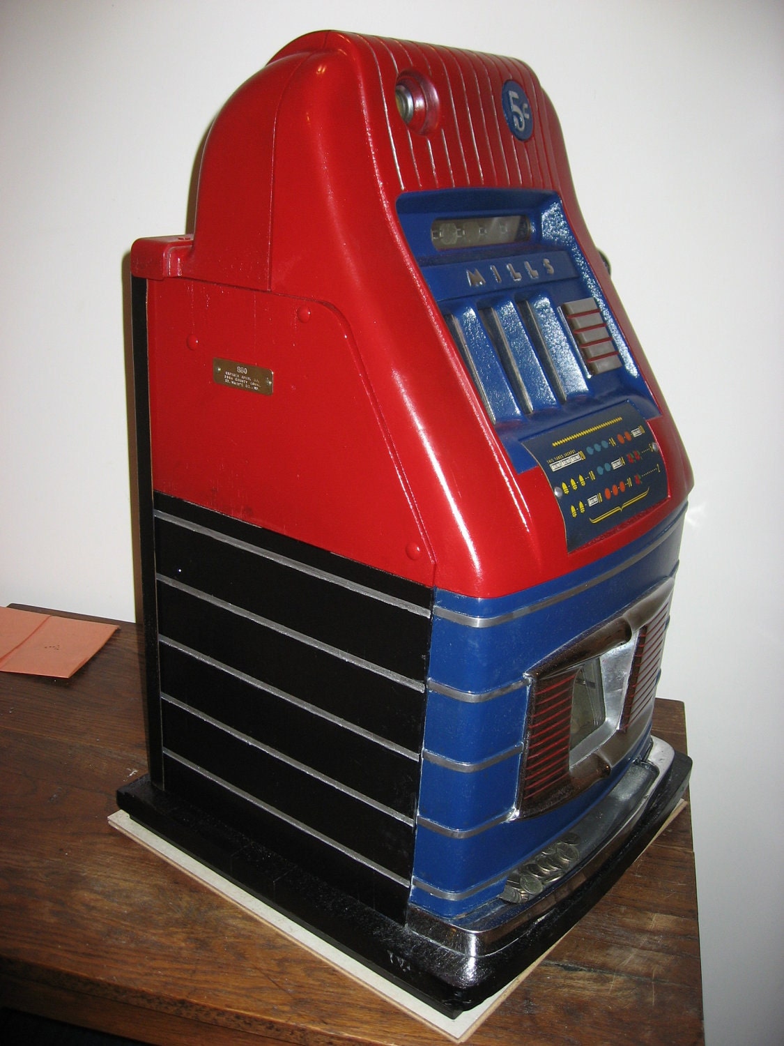 1946 Mills Jewel Bell 5 Cent Hightop Slot Machine