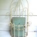 Vintage White Metal Wire Planter Hanging Shabby Chic
