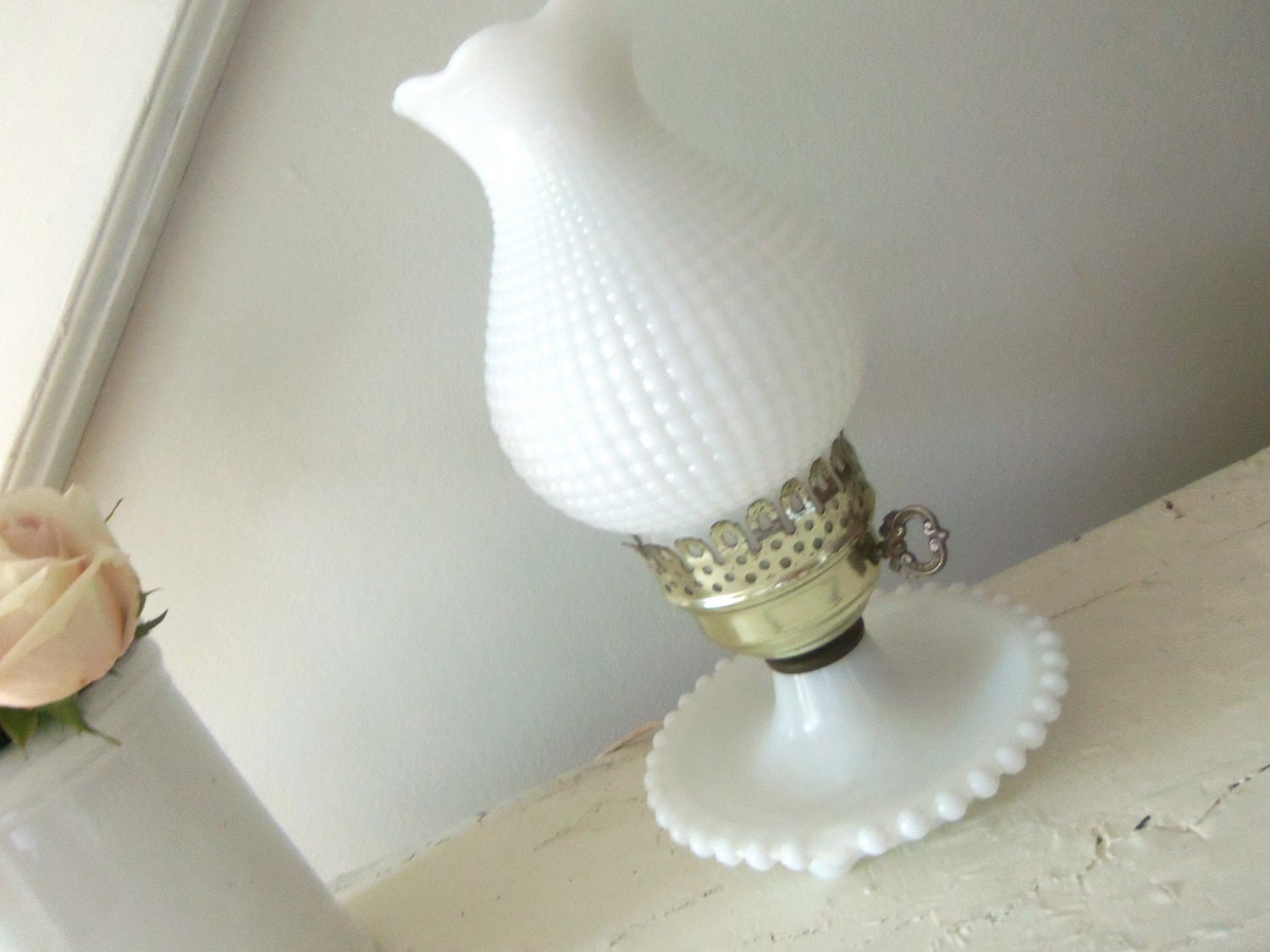 Vintage Milk Glass Lamp by alwaysmaybevintage on Etsy