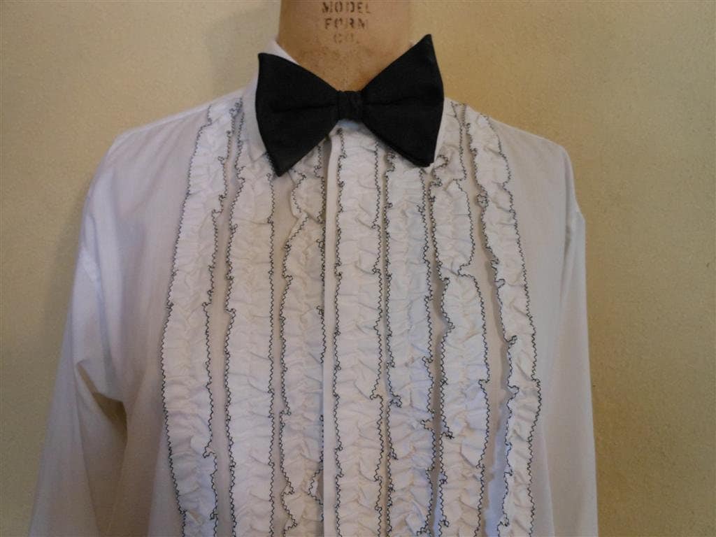 1970s ruffled tuxedo shirt