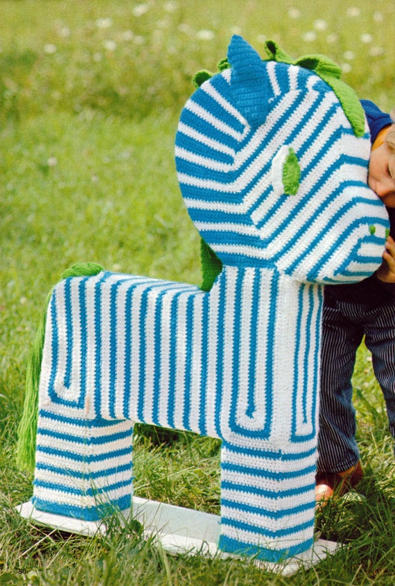 Knit Zebra Toy 1970s Vintage Knitting PDF PATTERN