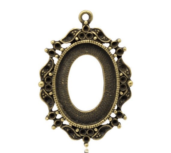 5pcs Antique Bronze Oval Cameo Frame Settings Pendants