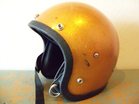 Gold Motorcycle Helmet Metallic Gold Metal Flake yellow