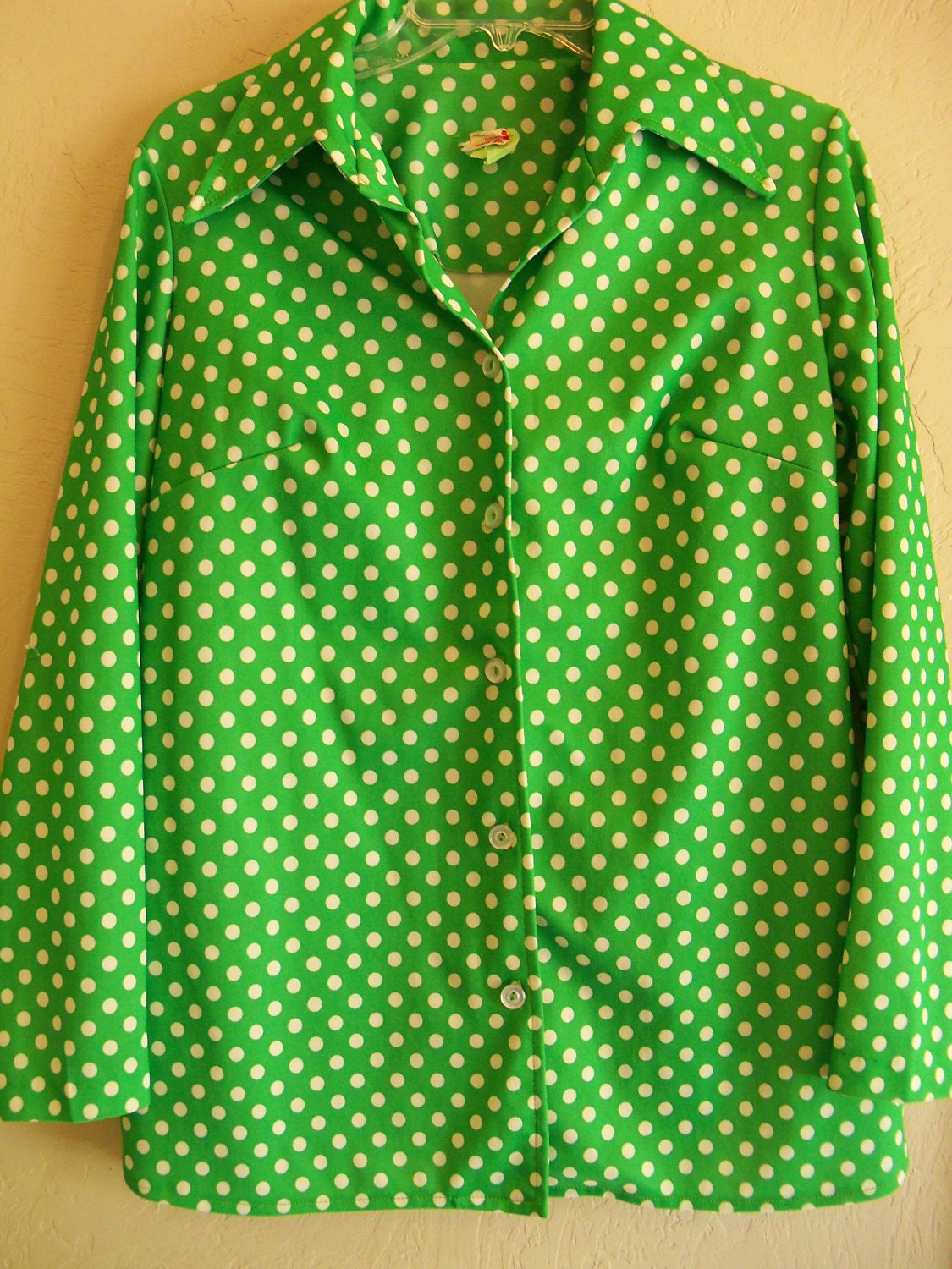 green polka dot dress shirt