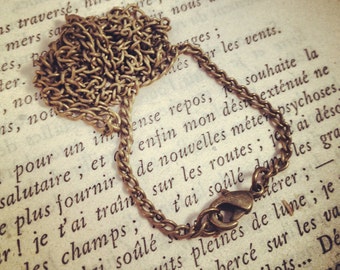 3 - Ready Made Necklace Chains, 2 mm Wide, 80 cm Long, Antique Bronze, Vintage Jewelry Supplies