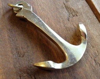 1 pc Vintage Style Large Anchor Pendant Charm Nautical Shiny Gold Brass Bronze (BA003)