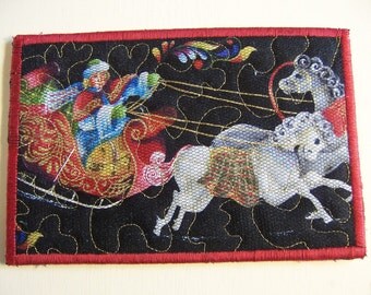 Quilted Postcard - Handmade Postcard - Embroidered Postcard - Patchwork Postcard - Applique Postcard