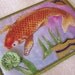 Quilted Postcard - Handmade Postcard - Embroidered Postcard - Patchwork Postcard - Fish Postcard