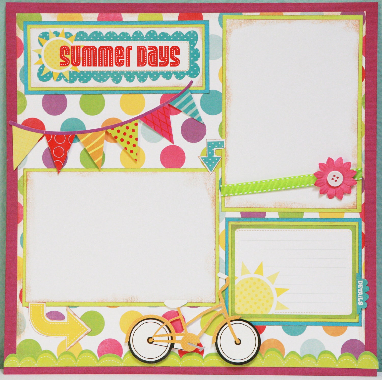 Summer Days Kids 12x12 Premade scrapbook layout