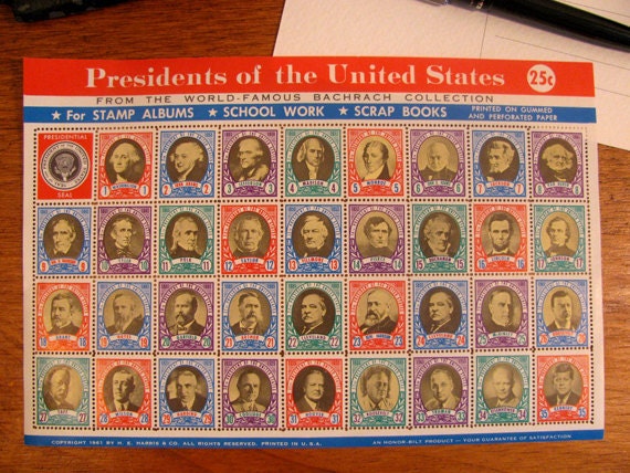 Presidents Of The United States Vintage Stamps From The