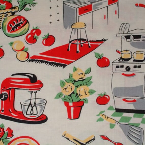 Michael Miller Fabric Fifties Kitchen Retro 50's Kitchen